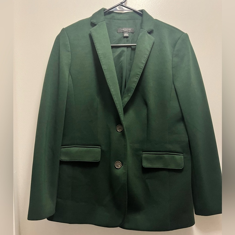 Ann Taylor Forest Green Blazer Jacket, Size 6P